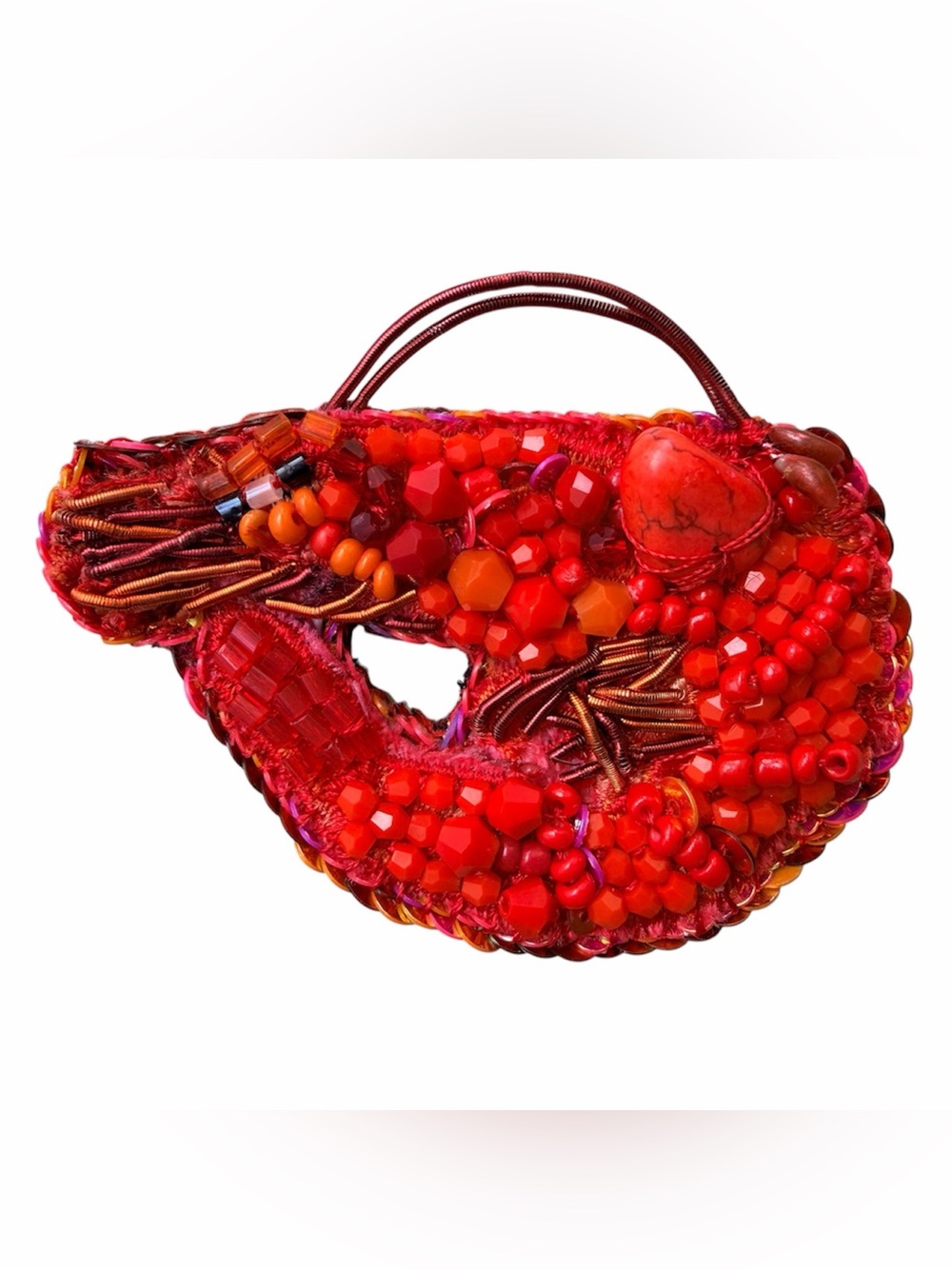 Red Beaded shrimp Accent Brooch - Women Jewelry Brooches